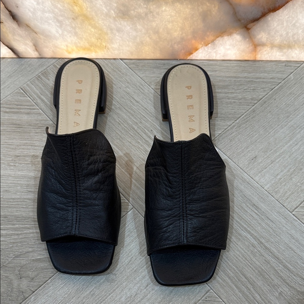 Prema Priya Black Leather Women's Sandals